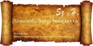 Szentpétery Henrietta névjegykártya
