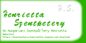 henrietta szentpetery business card